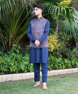 Navy blue printed neelam  kurta sets 2