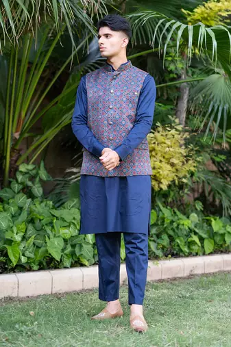 Navy blue printed neelam  kurta sets