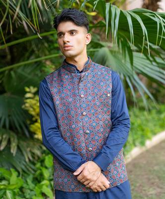 Navy blue printed neelam  kurta sets 3