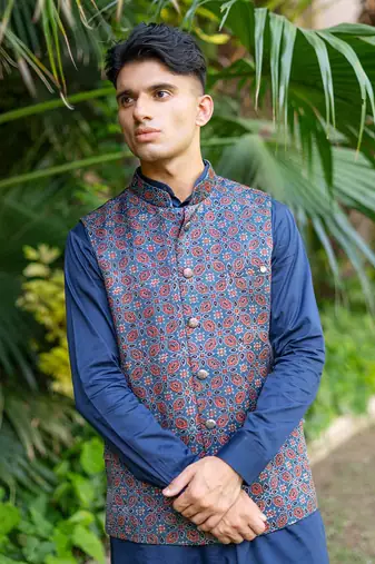 Navy blue printed neelam  kurta sets