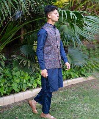 Navy blue printed neelam  kurta sets 4