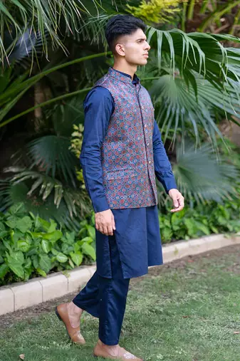 Navy blue printed neelam  kurta sets