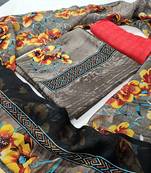 Unstitched crepe salwar suit material printed
