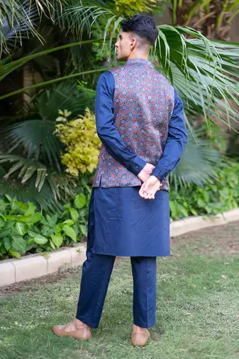 Navy blue printed neelam  kurta sets