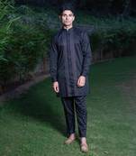 Black solid surmayi kurta pants set  kurta sets