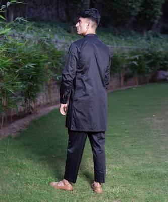 Black solid surmayi kurta pants set  kurta sets 4