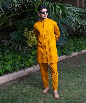 Mustard solid sunheri kurta pants set  kurta sets 3