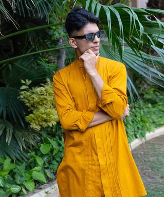 Mustard solid sunheri kurta pants set  kurta sets 4