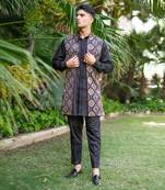 Black printed surmayi jacket  nehru jackets