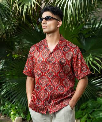 Maroon printed surkh shirts 1