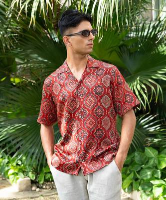 Maroon printed surkh shirts 2
