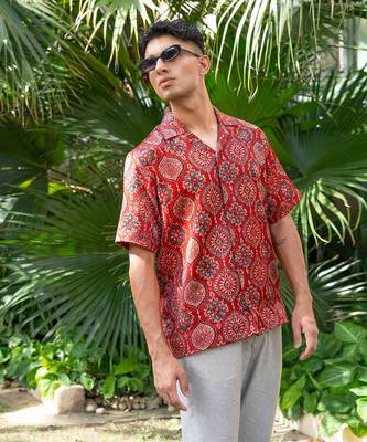 Maroon printed surkh shirts 3