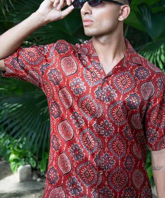 Maroon printed surkh shirts 4