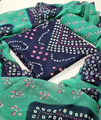Unstitched crepe salwar suit material printed 2