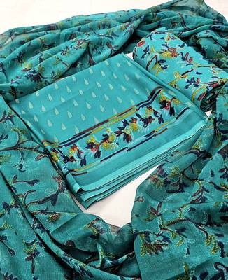 Unstitched crepe salwar suit material printed 2