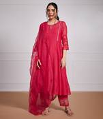 Ruby red malai chanderi kurta sets