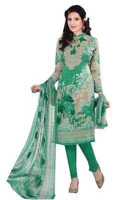 Unstitched crepe salwar suit material printed 1