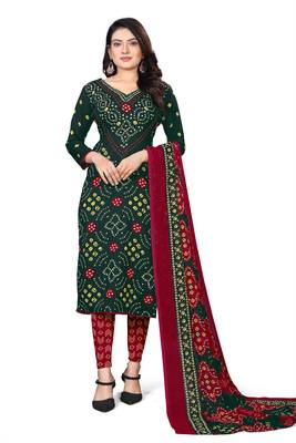 Unstitched crepe salwar suit material printed 2