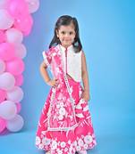 pink embroidery lehnga white choli