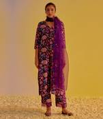 Purple chanderi kurta sets