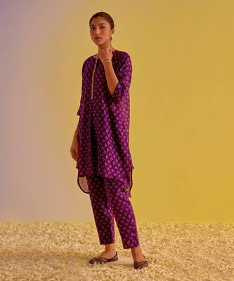 Purple chanderi co-ord set 1
