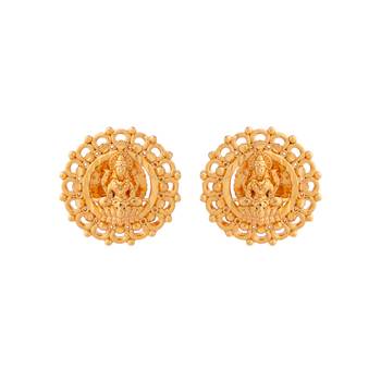 Black beads mangalsutra with Laxmi pendant and earrings set one gram gold 5