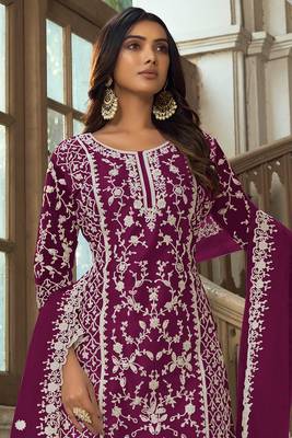 Purple Soft Net Embroidered Salwar Kameez 2