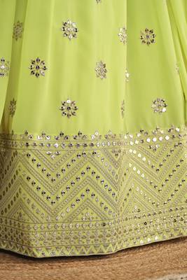 NEON SEQUINS & ZARI EMBROIDERED GEORGETTE DESIGNER BRIDAL WEDDING & PARTY WEAR FESTIVAL SEMI STITCHED LEHENGA 7