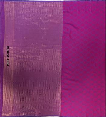 Purple Kumbhi silk bland Kanjivaram style festive wear zari border saree with Blouse 6