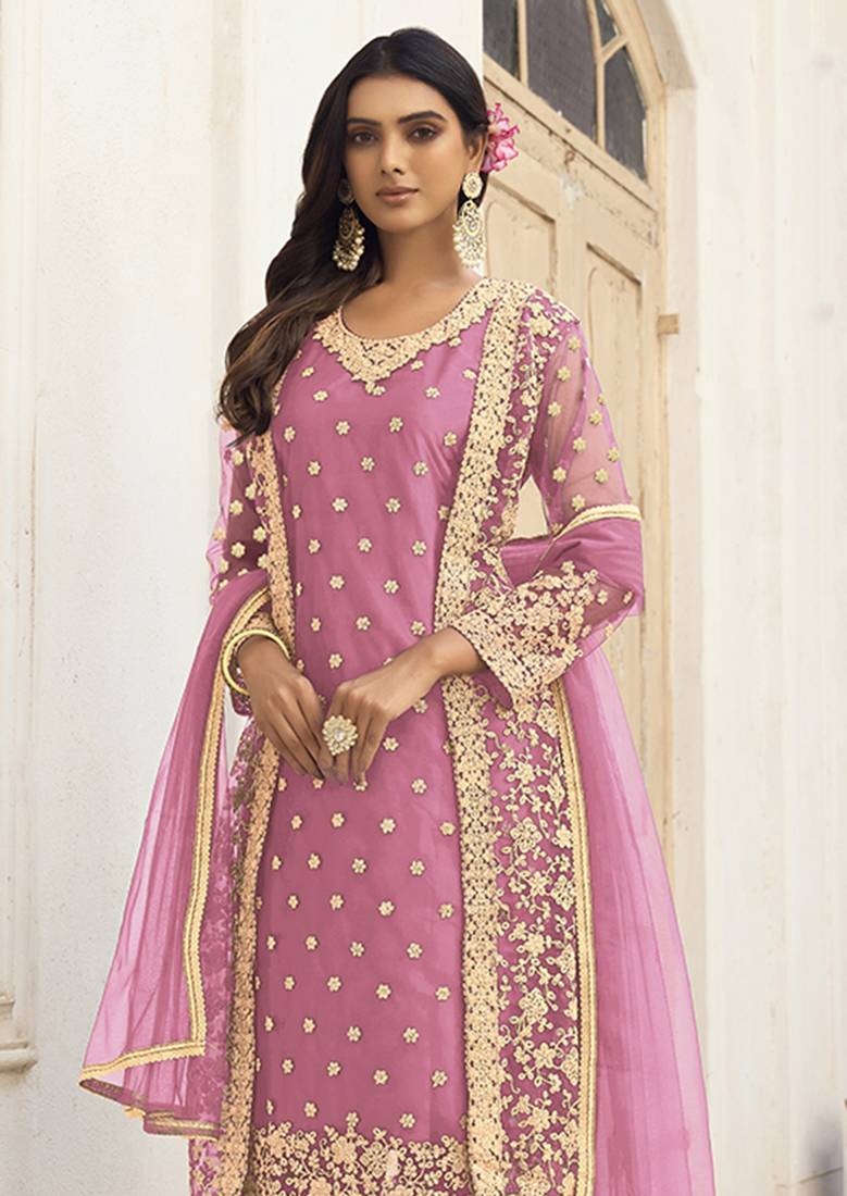 Outstanding Rose Pink Designer Salwar Kameez