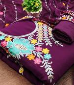 women wine georgette sequin & floral pattern multicolor thread work kurta bottom dupatta set dress material