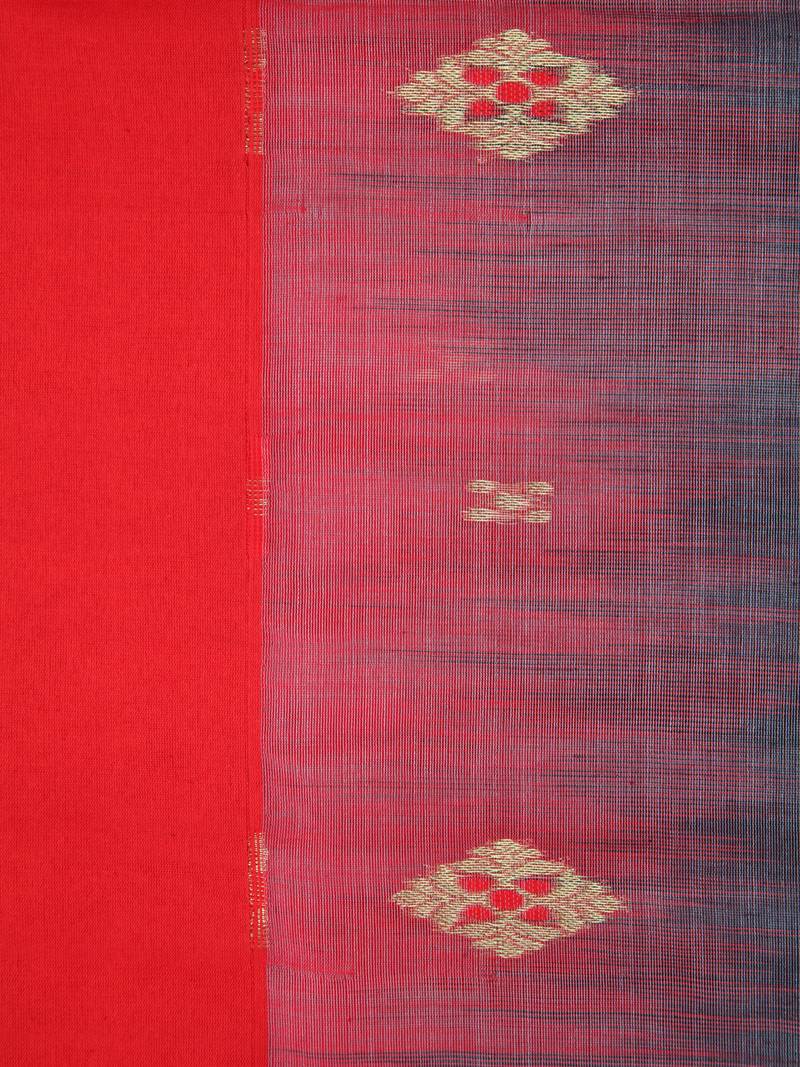 PinkLoom Women's  Black Hand_Woven Cotton-Silk-Sarees With Unstitched Blouse Piece