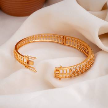 Golden and diamond bracelet openable free size one gram gold 2