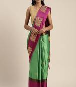 Serona fabrics women's cotton silk embroidery work saree with blouse