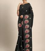 Serona fabrics women's sana silk embroidery work saree with blouse