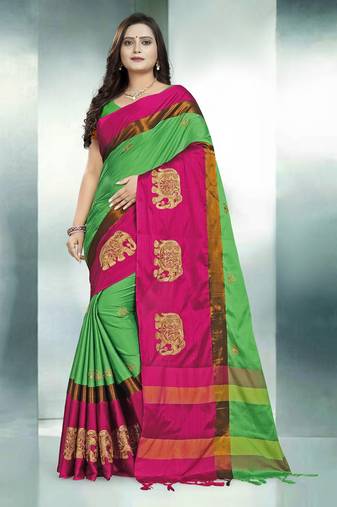 Serona fabrics women's cotton silk embroidery work saree