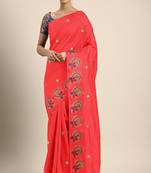 Serona fabrics women's sana silk embroidery work saree with blouse
