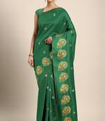 Serona fabrics women's sana silk embroidery work saree with blouse