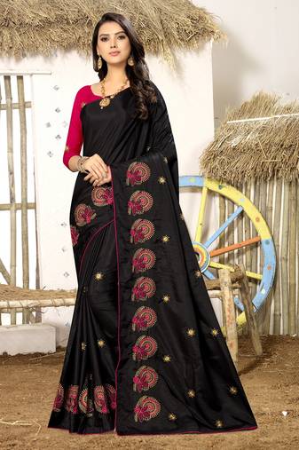 Serona fabrics women's sana silk thread embroidery work saree