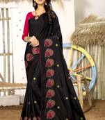 Serona fabrics women's sana silk thread embroidery work saree