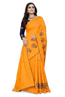Serona fabrics women's sana silk thread embroidery work saree with blouse 3
