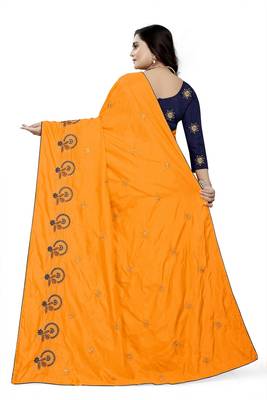 Serona fabrics women's sana silk thread embroidery work saree with blouse 4