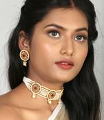 Laida off-white gold-toned polki jewellery set