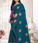 Serona fabrics women's rangoli georgette embroidery work saree