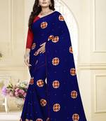 Serona fabrics women's rangoli georgette embroidery work saree