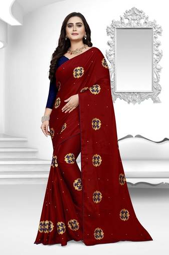 Serona fabrics women's rangoli georgette embroidery work saree