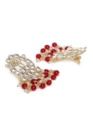 Laida gold-plated and red handcrafted kundan studded jewellery set 3