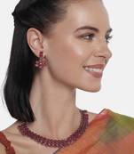 Laida pink silver-plated oxidized handcrafted layered jewellery set