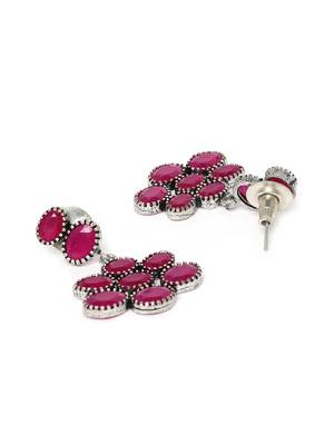 Laida pink silver-plated oxidized handcrafted layered jewellery set 4