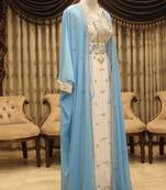 Grand Sky-Blue Kaftan Dress with Silver Stone Work | Party & Wedding Wear
